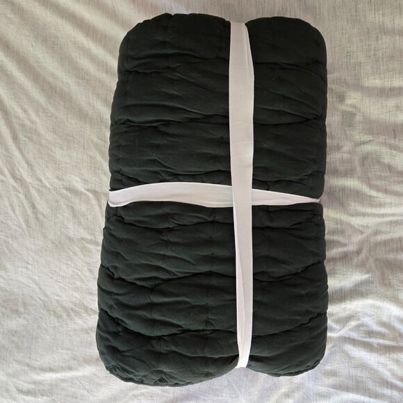 Pottery Barn Cozy Cloud Quilt Full/Queen Hunter Green - Picture 3 of 6